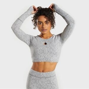 Gymshark Fleur Texture Long Sleeve Cropped Top In Top